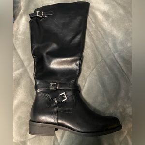 New in box-black high boots with zipper.  Size 9. Wide calf.